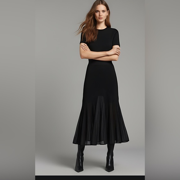 Mesh Pleated Sweater Skirt Black - Picture 6 of 14